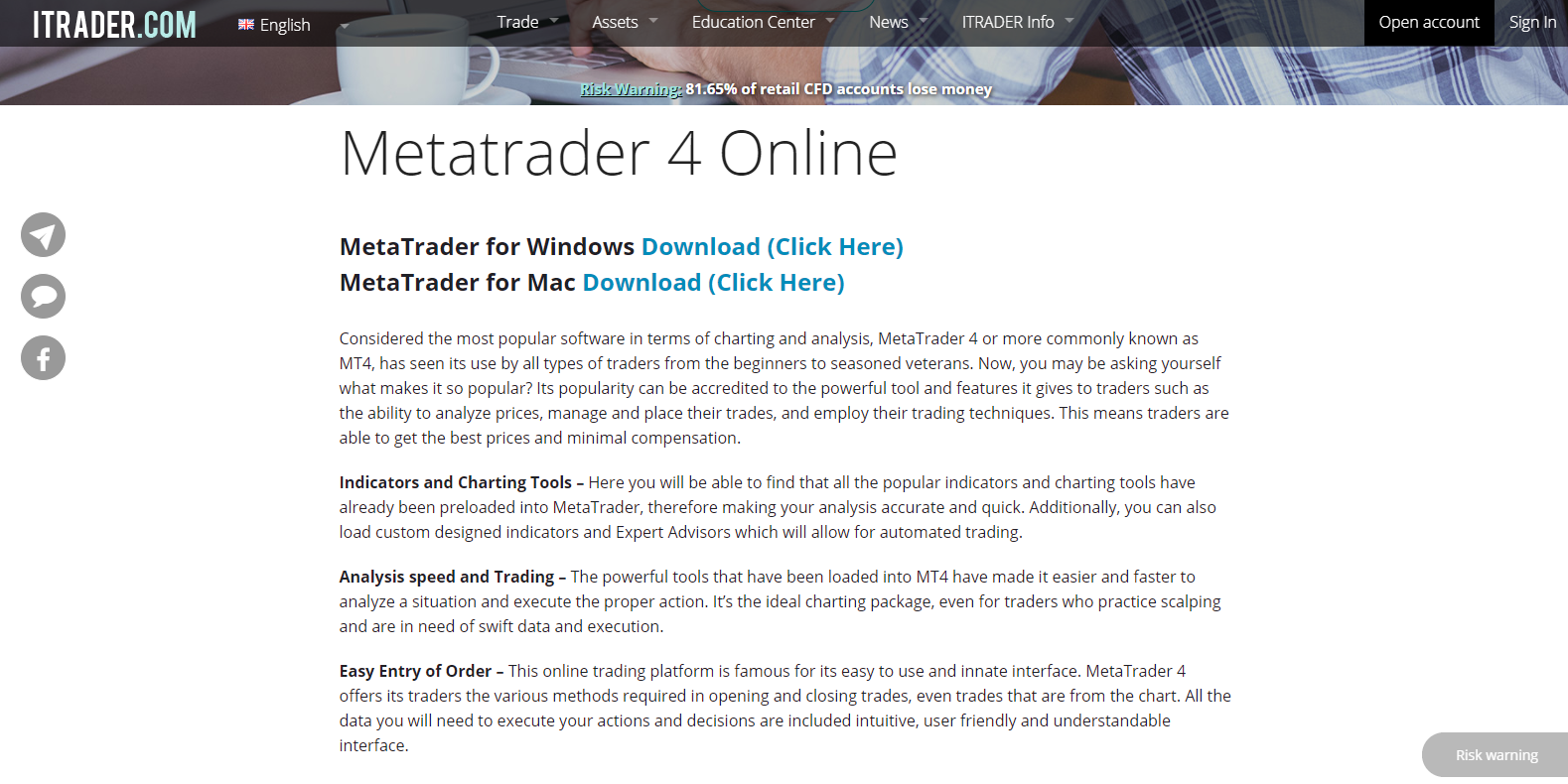ITRADER MT4 offering ITRADER MT4 offering